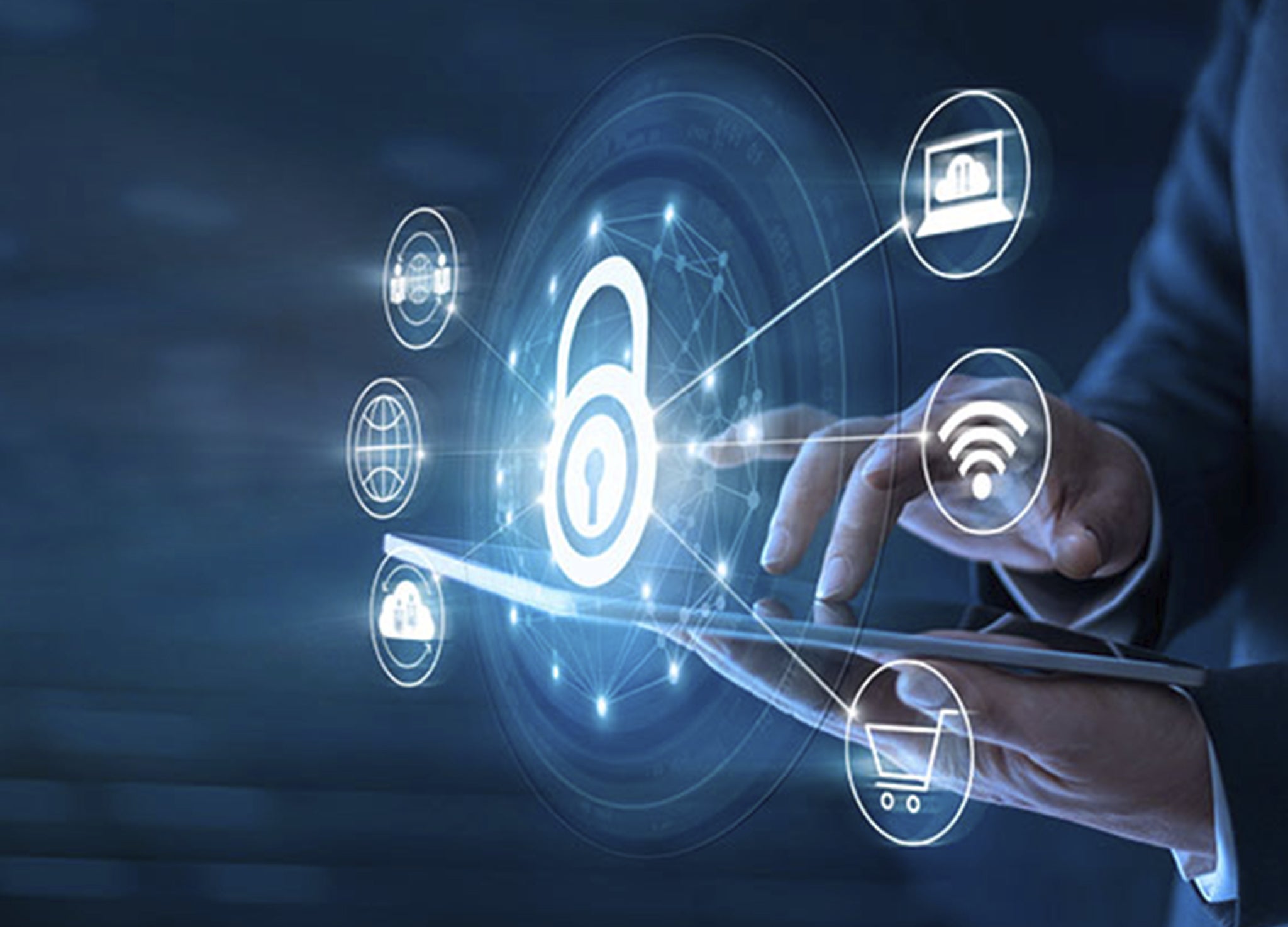 A collection of icons depicting information security