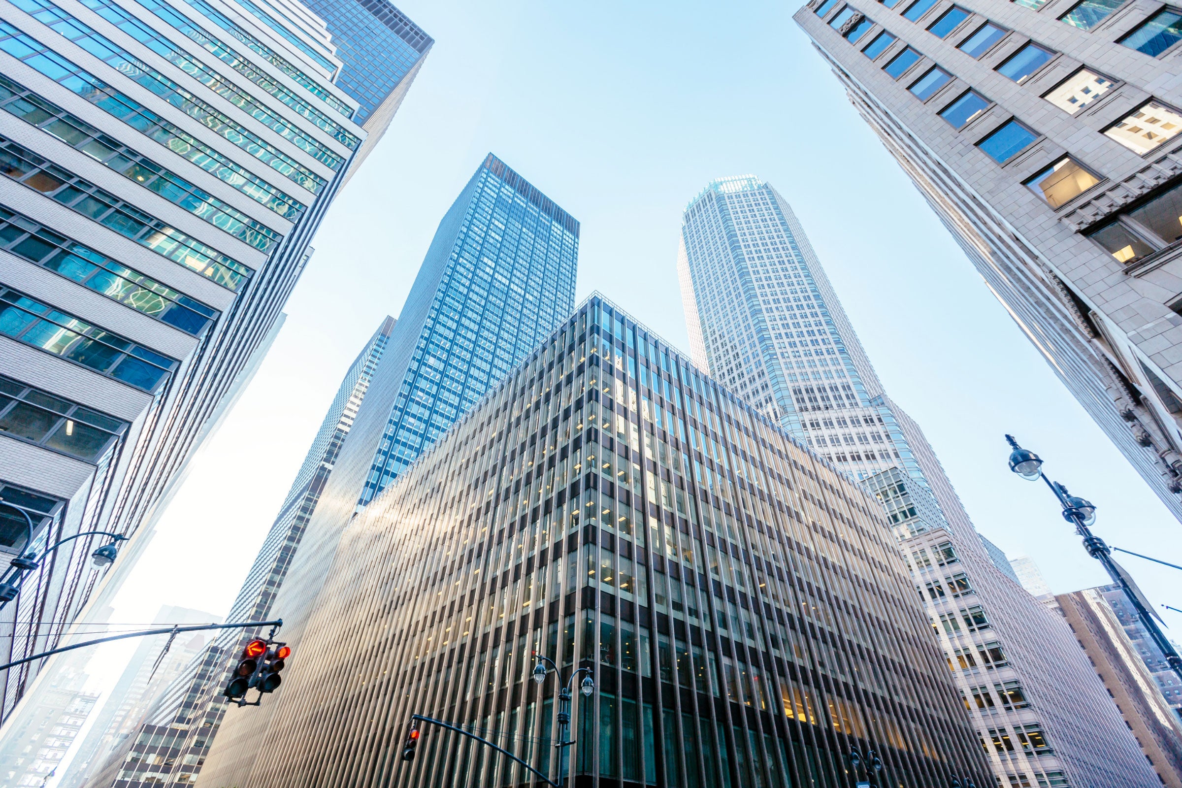 View of skyscrapers from the ground to the sky