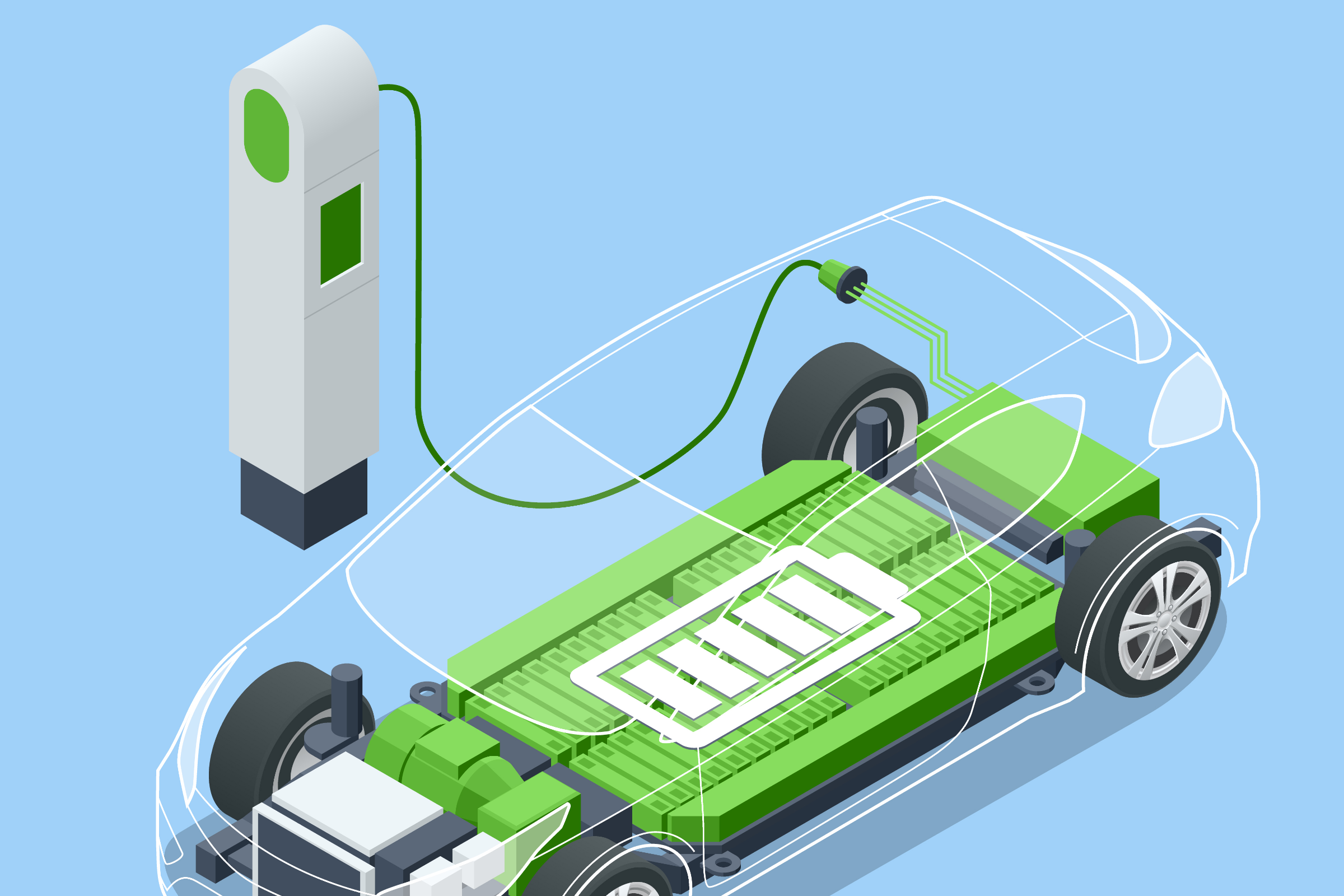 Drawing of electric vehicle battery compartment