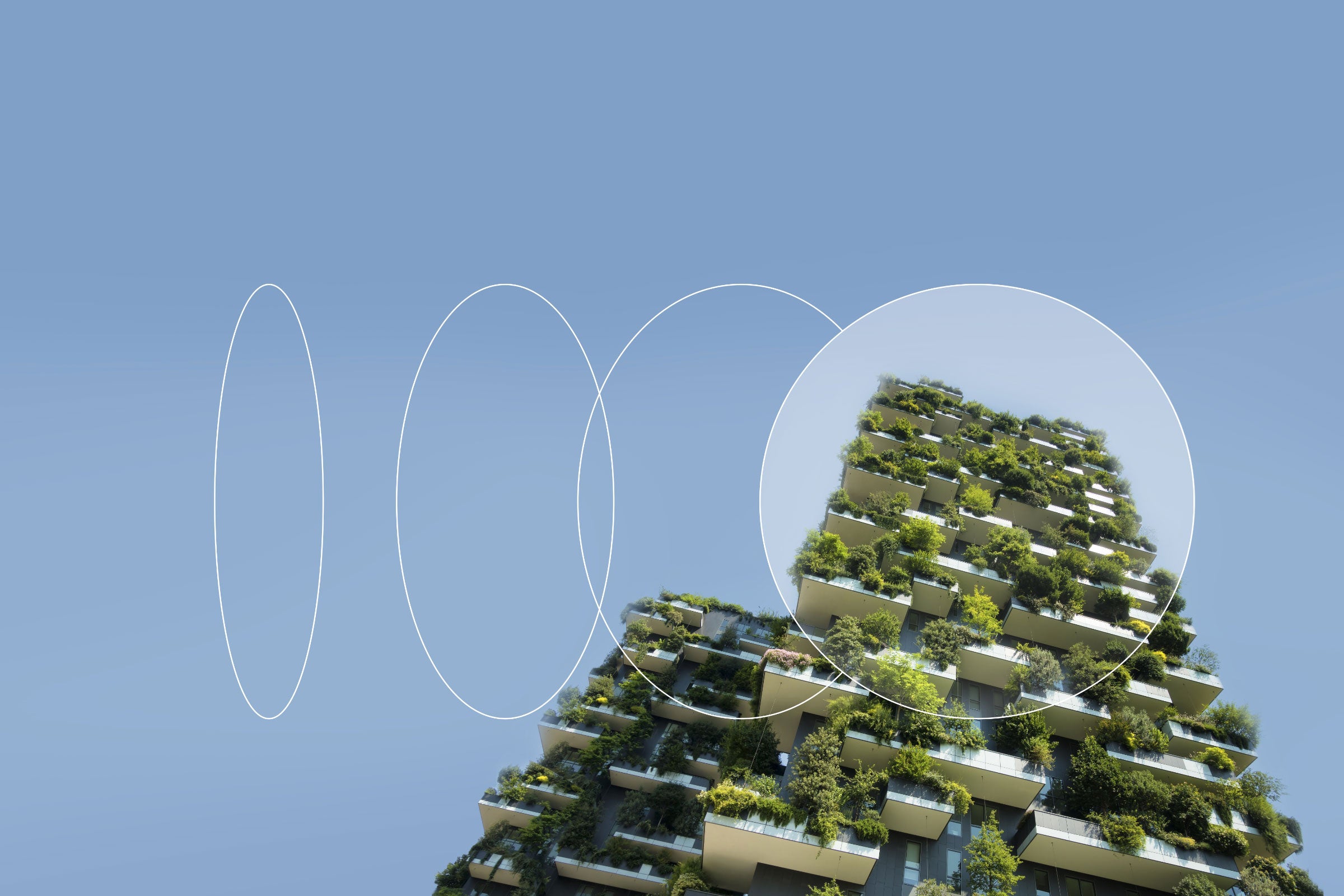 Sustainable building with greenery growing on it