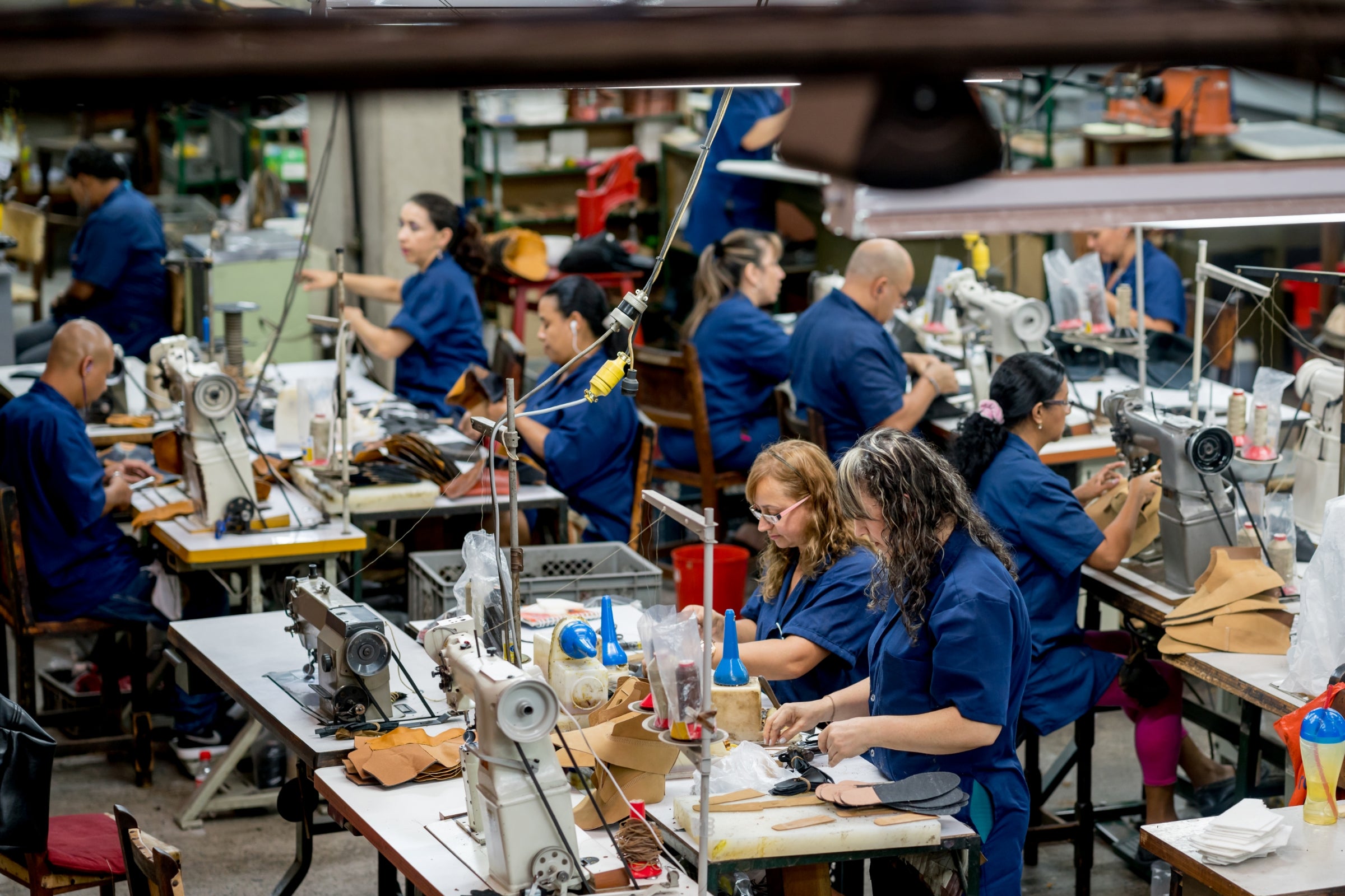 Laborers working at a textile factory.