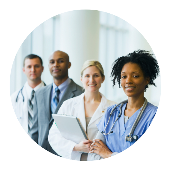 Medical professionals lined up