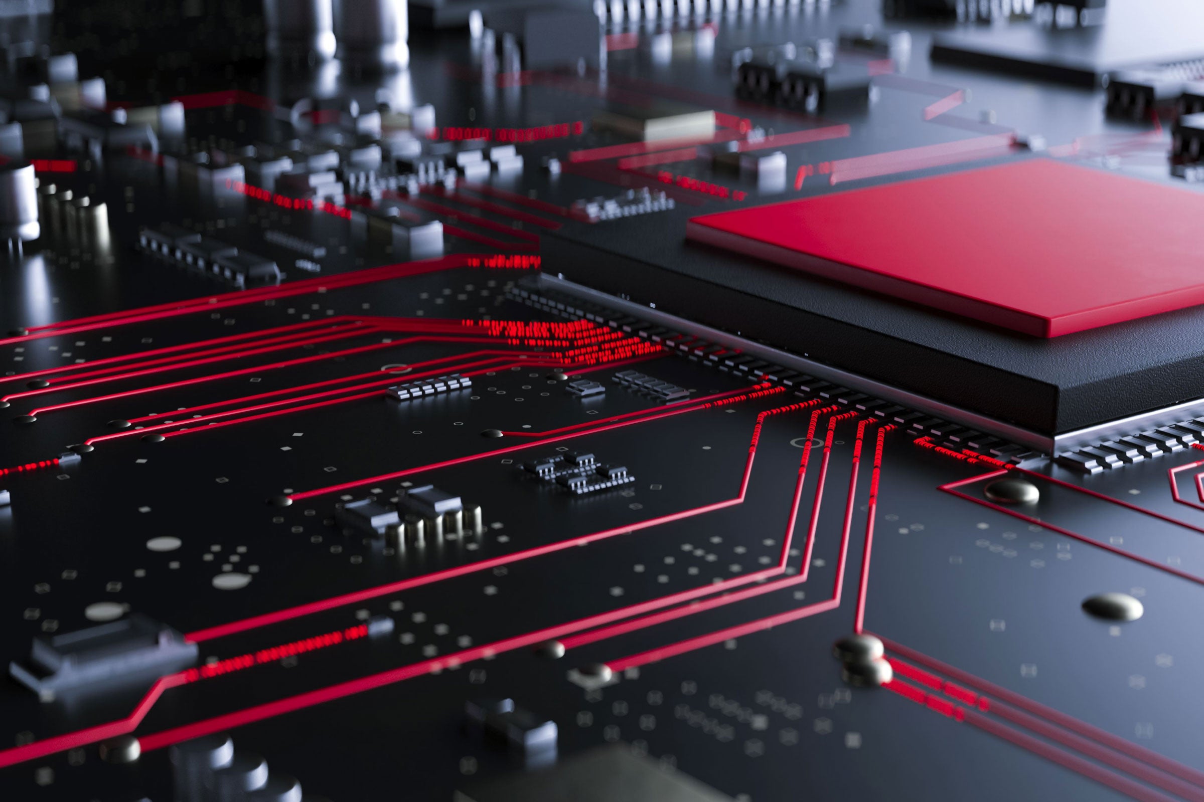 Close up view of a circuit board