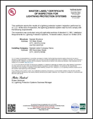 Sample Master Label Certificate