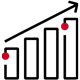 Icon depicting an increasing bar graph