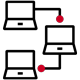 Icon showing three laptops connected in a network