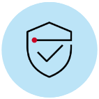 Assurance icon of a shield with a checkmark