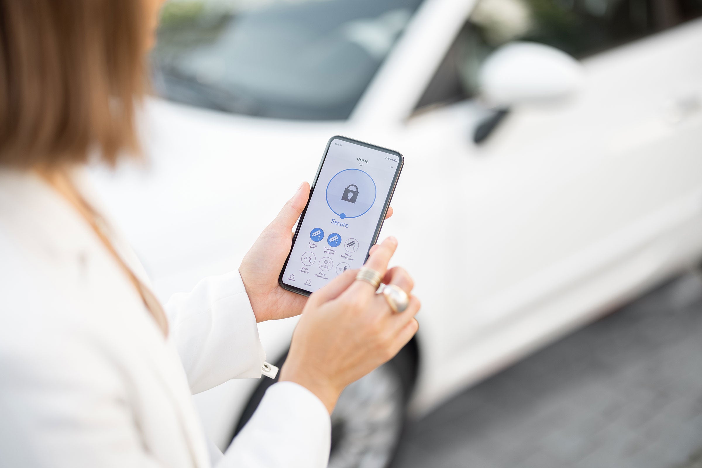A person using a secure mobile device