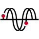 Icon of wavy lines going up and down across a line