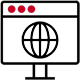 Icon of a computer displaying a globe