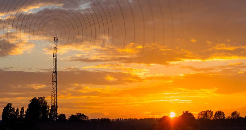 A cell tower sending out a signal