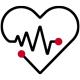 Icon of a heart with a heartrate showing across it