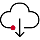 Icon of a download arrow coming from a cloud