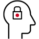 Icon of a person with a secure lock in their head