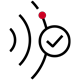 Icon of a wireless signal with a checkmark next to it