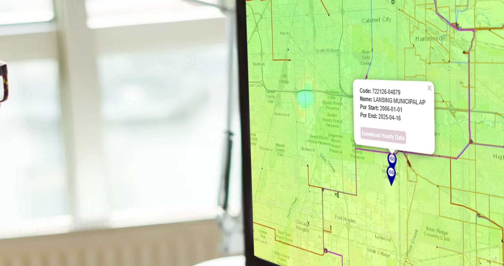 Closeup of map on Windnavigator
