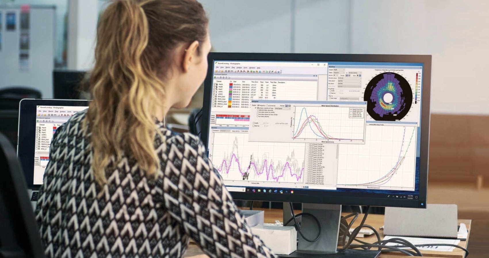 Woman using Windnavigator on computer