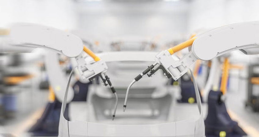 Robotic arms in a factory
