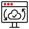 computer monitor icon with a circular cloud diagram