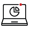 open laptop with pie chart icon