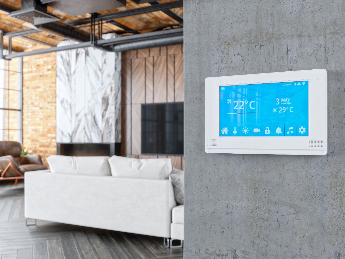 Interior of a modern luxury house with smart automation system