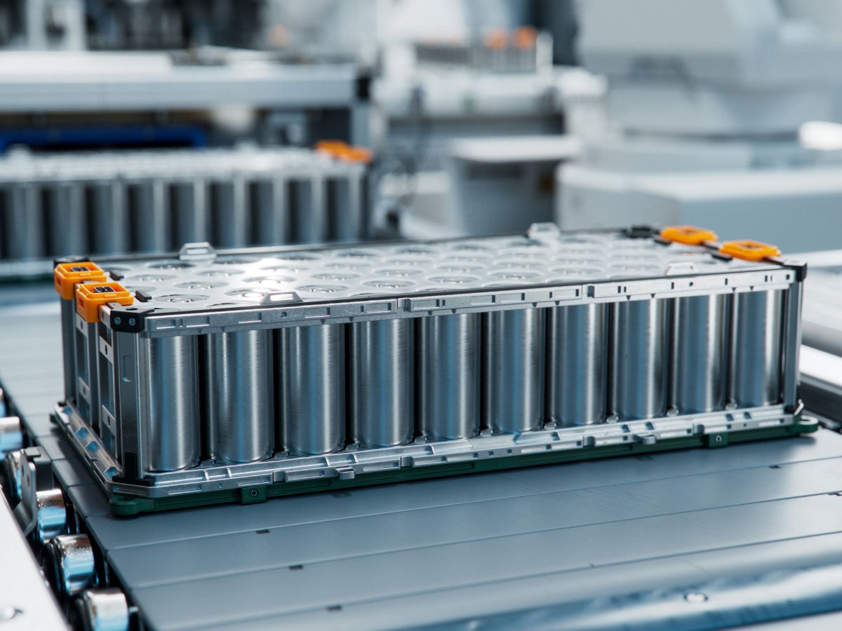 A battery being assembled