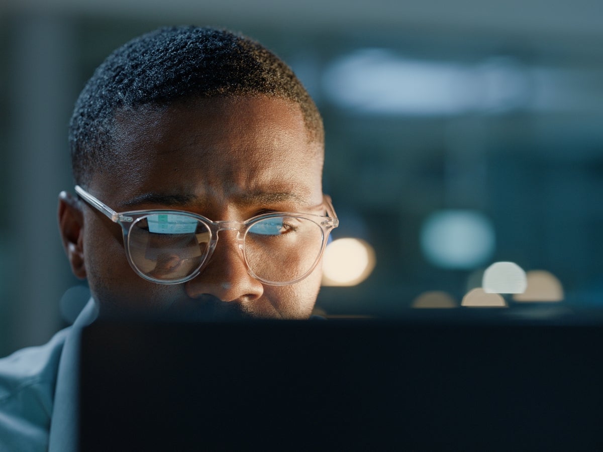 View of a person using a computer