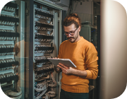 IT worker in server room