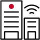 Icon of a building with a wifi signal