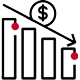 Icon of downward trending money