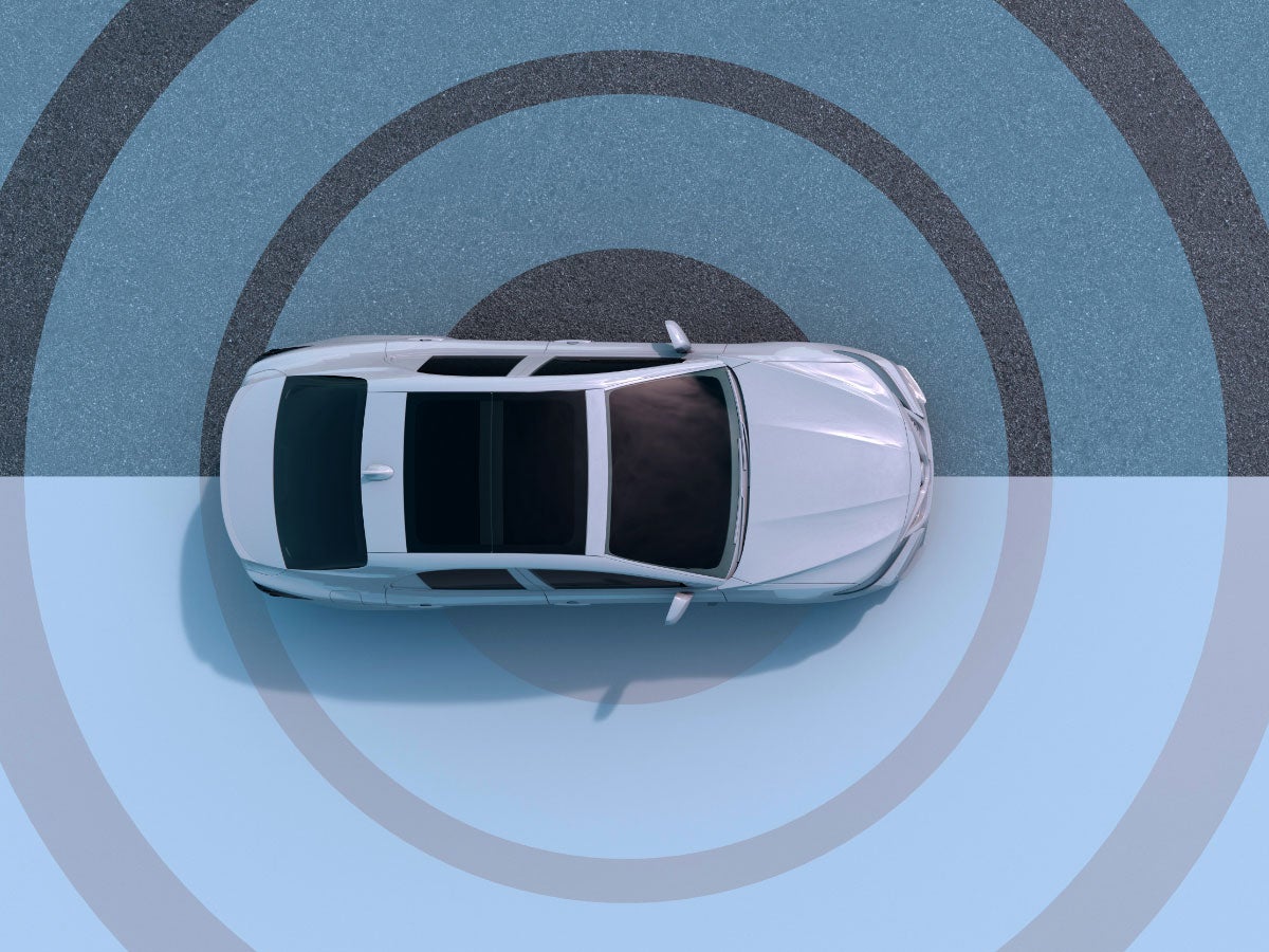 An bird's eye view of a white SUV