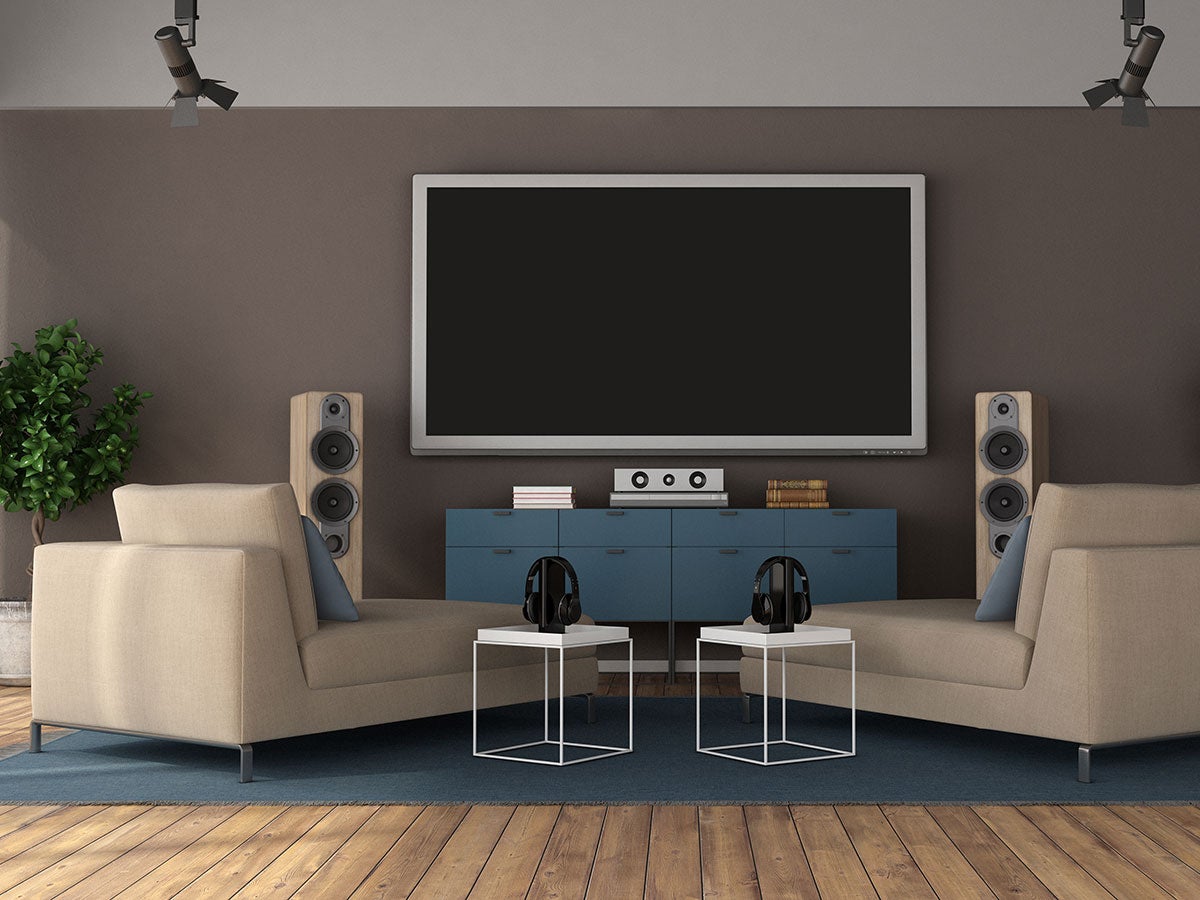 Home entertainment system in a living room