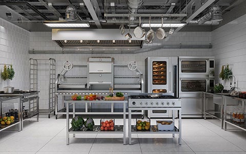 Inside view of a modern appliances in a commercial kitchen