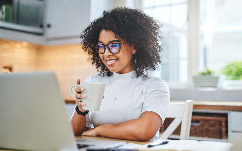 Person attending an online training class