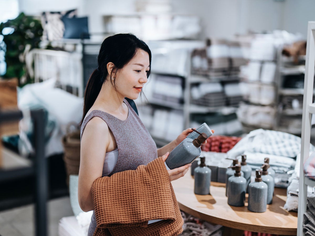 A shopper browsing at a home decor store