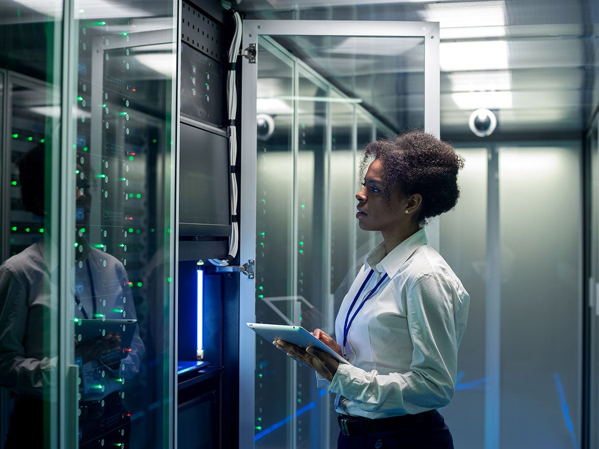 a person working in a data center