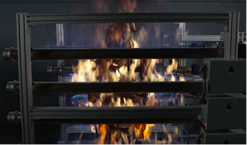 Fire test conducted at UL Solutions testing laboratory
