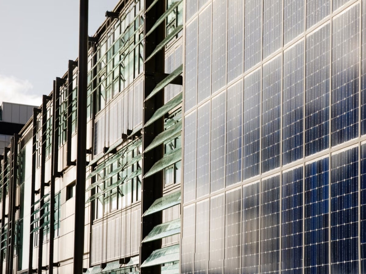 building sided with solar panels