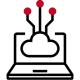 Icon of a laptop connecting via a cloud