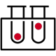 Icon of two test tubes sitting in a rack