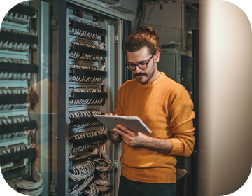 man in data center