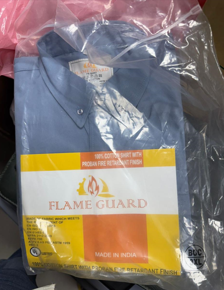 FLAME GUARD 100% COTTON SHIRT WITH PROBAN FIRE-RETARDANT FINISH.