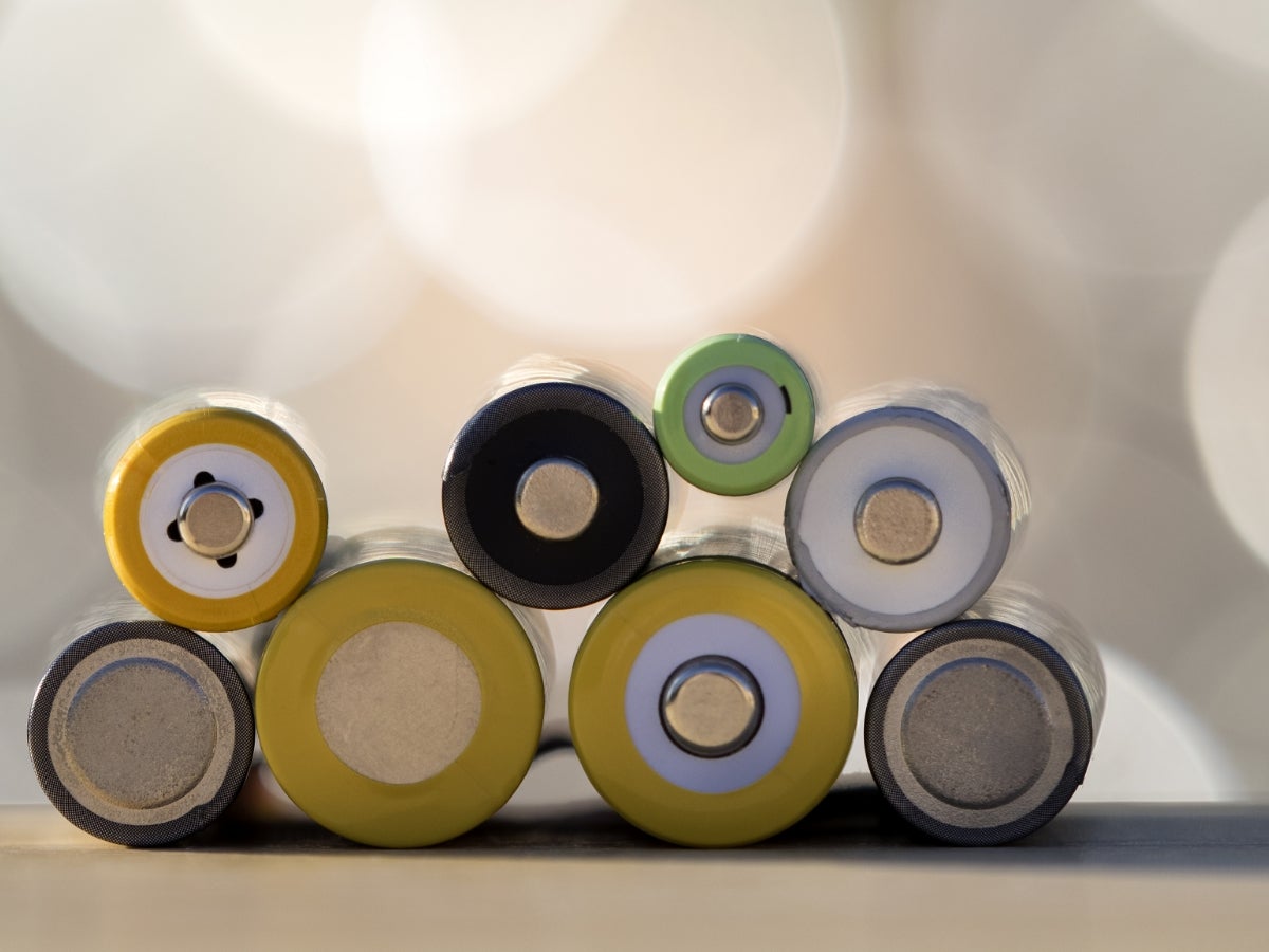 Batteries stacked on their side