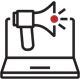 Icon of a megaphone coming from a laptop