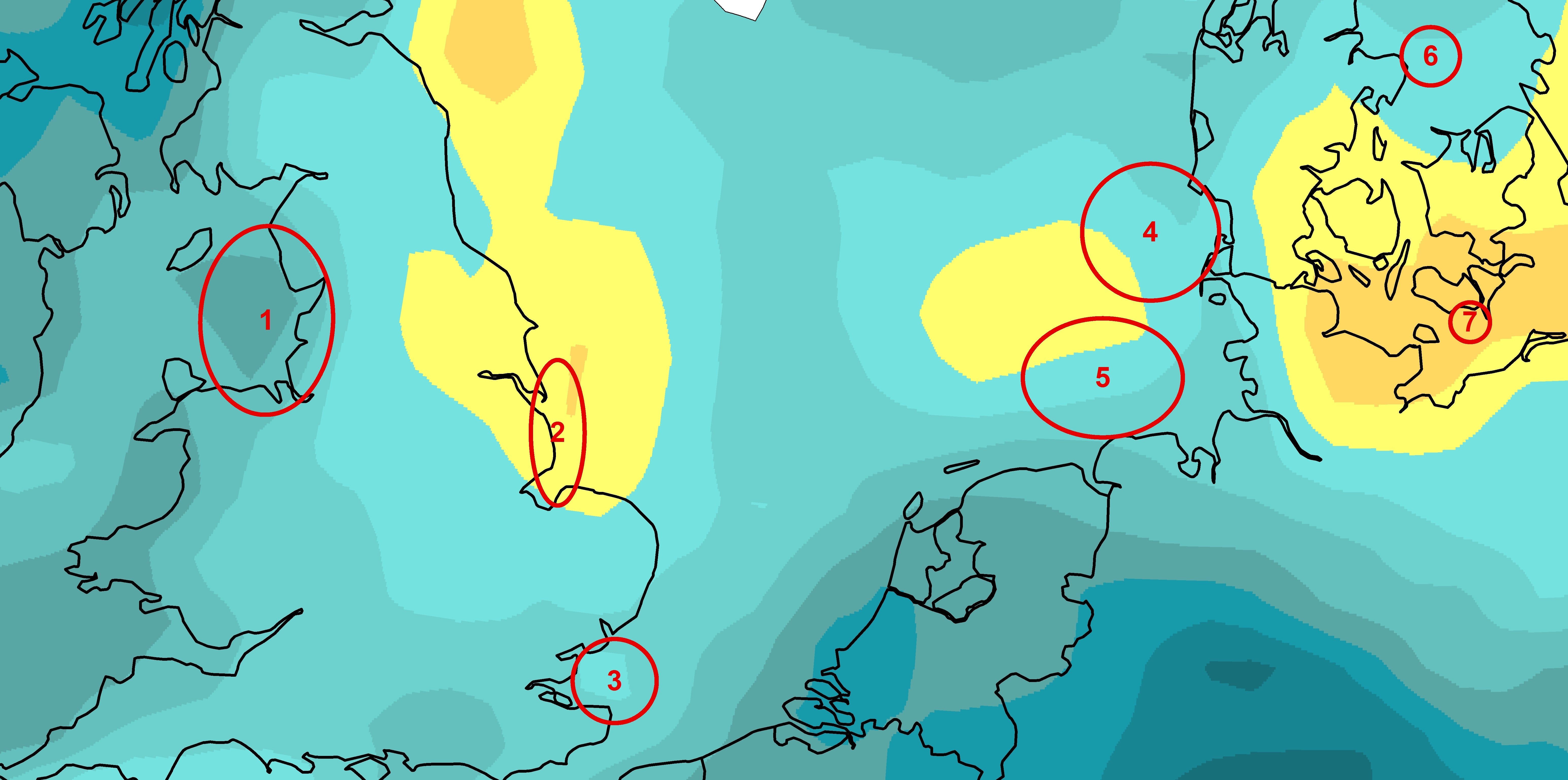 Wind anomaly map of project sites