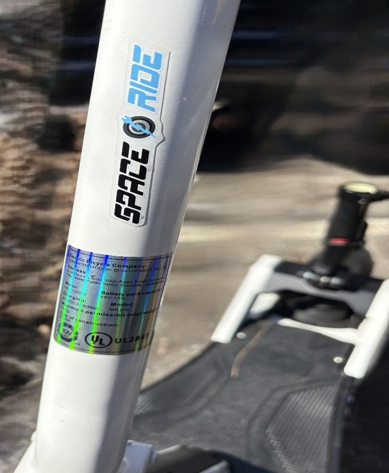Unauthorized UL label on electric scooter Model M6 Pro
