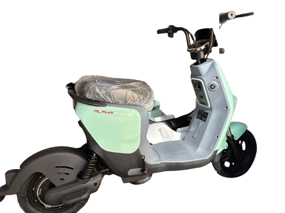 Model GT08 electric scooter bearing “Alpha E-Bike” on the body side panel