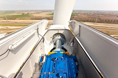 Inside view of a wind turbine