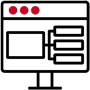Monitor-Symbol mit Schnittstelle und Auswahlmöglichkeiten