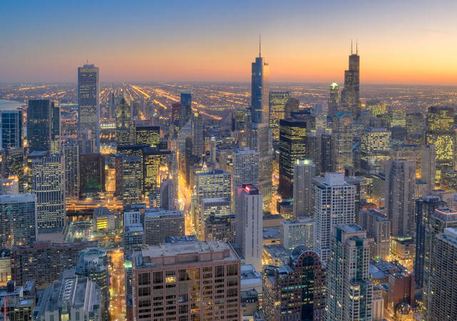 Aerial photo of downtown Chicago